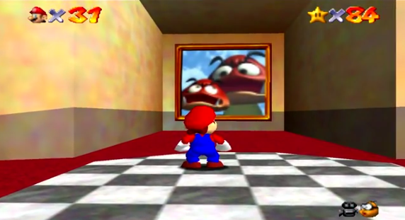 Figure 2: Super Mario 64 for the Nintendo 64, featuring polygonal "3D" graphics.