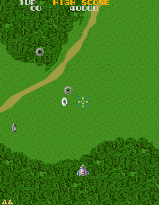 Figure 8: A screenshot from Xevious in which the first wave of Toroids can be seen.