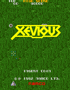 Figure 4: Xevious’ demonstration mode. The game’s release date is stated to be 1982 on this screen despite being released in January of 1983. This is due to the fact that the game was completed and released for location test in December of 1982 (Wakao, 2013).